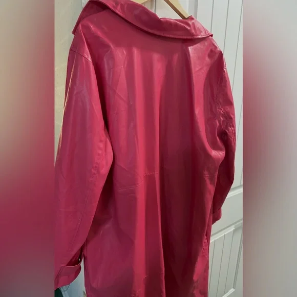 Fashion Nova Hot Pink Faux Leather Trench Coat – Size 2X/XL - Picture 3 of 3